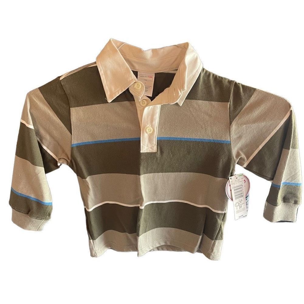 WonderKids long sleeved polo collared shirt NEW NWT 3T stripes striped